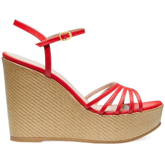 Stuart Weizman Red Strappy Wedge - Picture 6 of 9